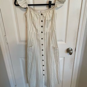 American threads off the shoulder midi dress